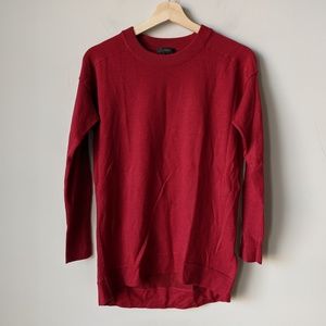 J Crew Merino Wool Cotton Tunic Sweater Red Small